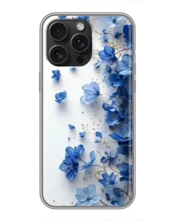 Чехол для iPhone 16 Pro Max с картинкой «Голубой цветочный каскад»