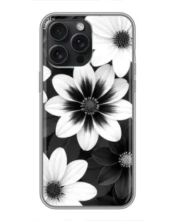 Чехол для iPhone 16 Pro Max с картинкой «Монохромные астры»