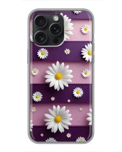 Чехол для iPhone 16 Pro Max с картинкой «Ромашки на фиолетовом» Чехол для iPhone 16 Pro Max с картинкой «Ромашки на фиолетовом»