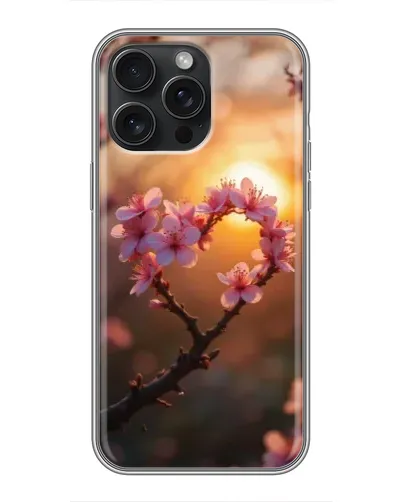 Чехол для iPhone 16 Pro Max с картинкой «Розовый цвет сердце на фоне заката» Чехол для iPhone 16 Pro Max с картинкой «Розовый цвет сердце на фоне заката»