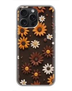 Чехол для iPhone 16 Pro Max с картинкой «Узор из маленьких подсолнухов»