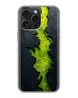 Чехол для iPhone 16 Pro Max с картинкой «Салатовый разлом скалы»