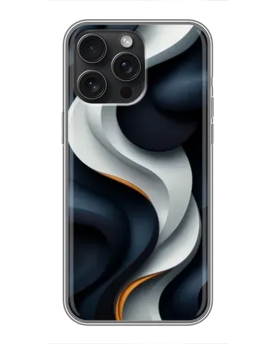 Чехол для iPhone 16 Pro Max с картинкой «Объемные черно-белые ленты»
