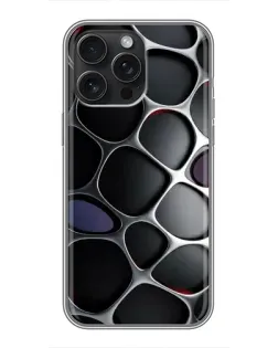 Чехол для iPhone 16 Pro Max с картинкой «Объемная темная решетка»