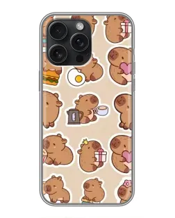 Чехол для iPhone 16 Pro Max с картинкой «Капибары паттерн»