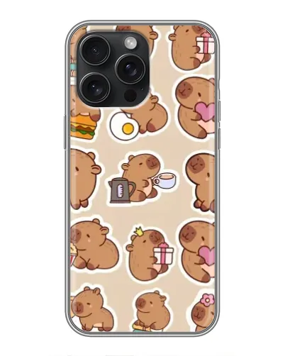Чехол для iPhone 16 Pro Max с картинкой «Капибары паттерн»