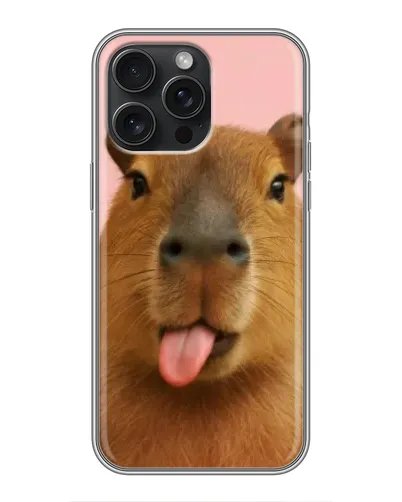 Чехол для iPhone 16 Pro Max с картинкой «Капибара с языком»