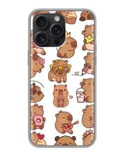 Чехол для iPhone 16 Pro Max с картинкой «Стикерпак с капибарами»