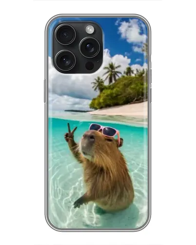 Чехол для iPhone 16 Pro Max с картинкой «Капибара на море»