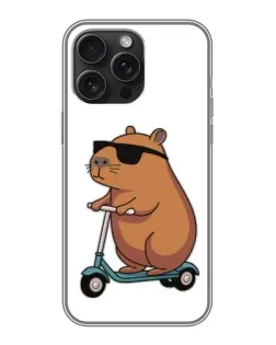 Чехол для iPhone 16 Pro Max с картинкой «Капибара на самокате»