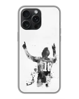 Чехол для iPhone 16 Pro Max с картинкой «Черно-белый силуэт Месси» Чехол для iPhone 16 Pro Max с картинкой «Черно-белый силуэт Месси»