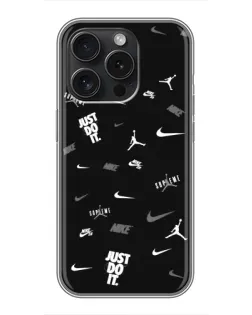Чохол для iPhone 16 Pro з картинкою «Nike Black Pattern»