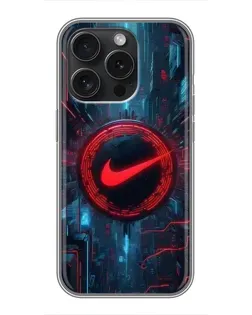 Чехол для iPhone 16 Pro с картинкой «Техногенный стиль Nike»