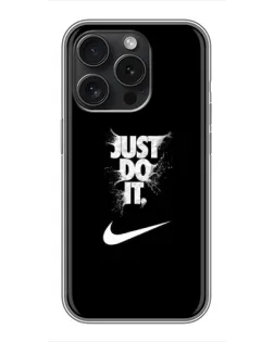 Чехол для iPhone 16 Pro с картинкой «Текстовый принт Nike»