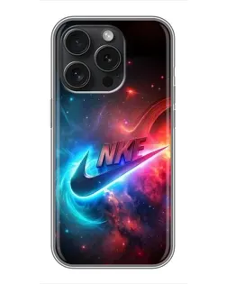 Чехол для iPhone 16 Pro с картинкой «Огненный логотип Nike»