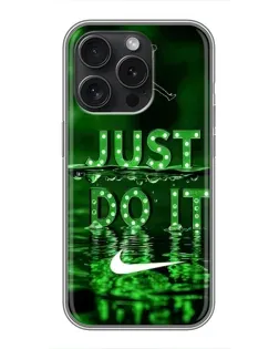 Чехол для iPhone 16 Pro с картинкой «Зеленый неоновый Nike»