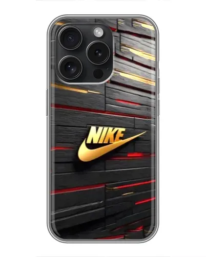 Чехол для iPhone 16 Pro с картинкой «Золотой Nike на металле» Чехол для iPhone 16 Pro с картинкой «Золотой Nike на металле»