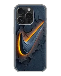 Чехол для iPhone 16 Pro с картинкой «Объемный логотип Найк»