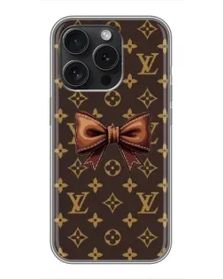 Чехол для iPhone 16 Pro с картинкой «LV с бантом»