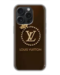 Чехол для iPhone 16 Pro с картинкой «LV — золотая печать»