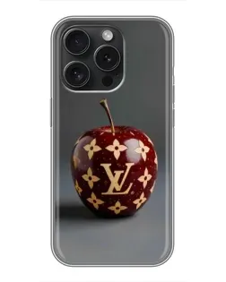 Чехол для iPhone 16 Pro с картинкой «Красное яблоко LV»