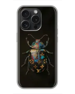 Чехол для iPhone 16 Pro с картинкой «LV — мраморный принт»