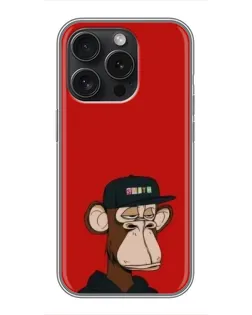 Чохол для iPhone 16 Pro з картинкою «Bored Ape — червоний фон» Чохол для iPhone 16 Pro з картинкою «Bored Ape — червоний фон»