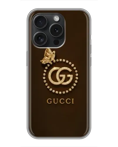 Чохол для iPhone 16 Pro з картинкою «Gucci — золотий метелик»