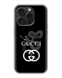 Чохол для iPhone 16 Pro з картинкою «Gucci — срібна змія»