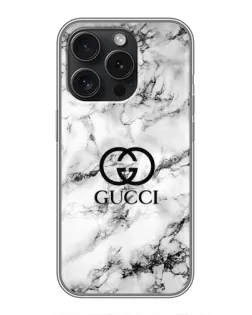 Чохол для iPhone 16 Pro з картинкою «Gucci — мармуровий шик»