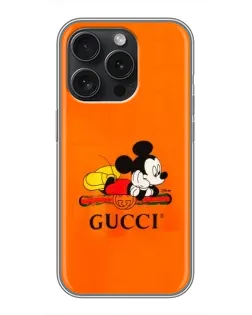 Чехол для iPhone 16 Pro с картинкой «Микки Маус Gucci — оранж»