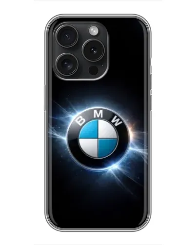 Чохол для iPhone 16 Pro з картинкою «BMW — неонове сяйво»