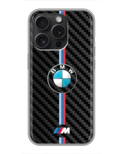 Чохол для iPhone 16 Pro з картинкою «Емблема BMW та карбон»