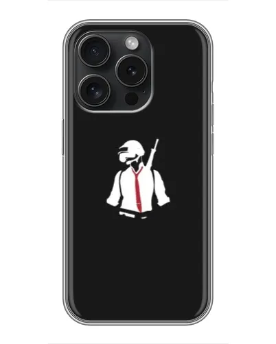 Чехол для iPhone 16 Pro с картинкой «PUBG — силуэт воина»