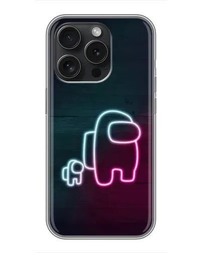 Чехол для iPhone 16 Pro с картинкой «Among Us неон-арт»