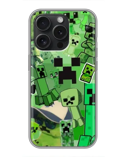 Чехол для iPhone 16 Pro с картинкой «Криперы Minecraft»