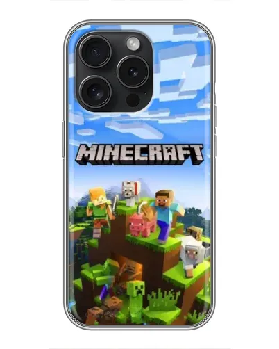 Чехол для iPhone 16 Pro с картинкой «Minecraft классический мир»