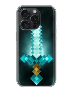 Чехол для iPhone 16 Pro с картинкой «Алмазный меч неон»