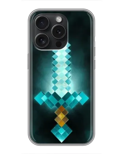 Чехол для iPhone 16 Pro с картинкой «Алмазный меч неон»