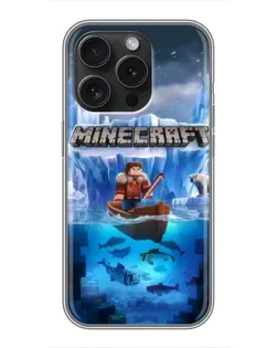 Чехол для iPhone 16 Pro с картинкой «Minecraft ледяной мир»