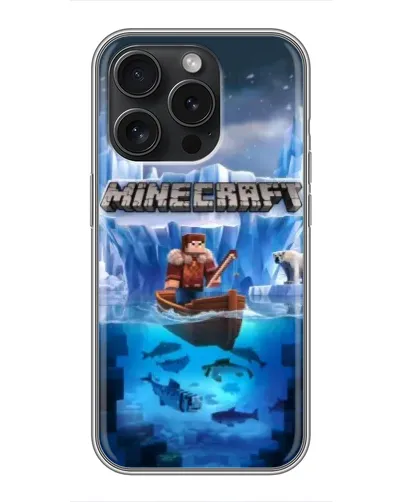 Чехол для iPhone 16 Pro с картинкой «Minecraft ледяной мир»