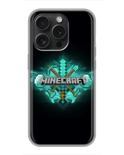 Чехол для iPhone 16 Pro с картинкой «Minecraft Diamond лого»