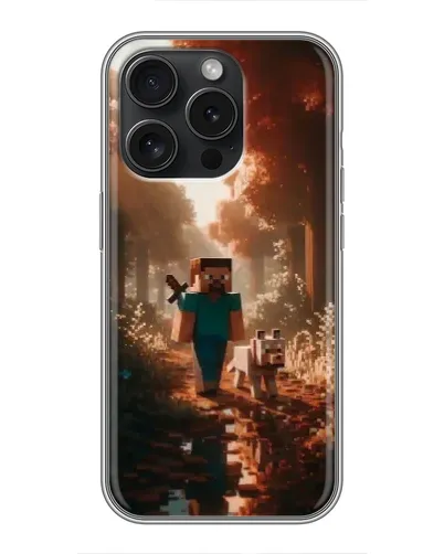 Чехол для iPhone 16 Pro с картинкой «Стив в лесу»