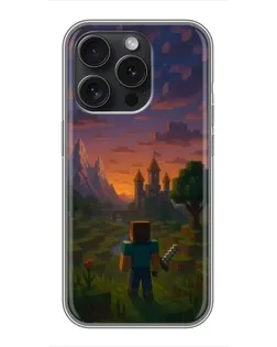 Чехол для iPhone 16 Pro с картинкой «Стив у башни»