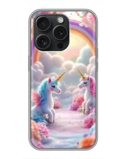 Чохол для iPhone 16 Pro з картинкою «Веселка і єдинороги» Чохол для iPhone 16 Pro з картинкою «Веселка і єдинороги»