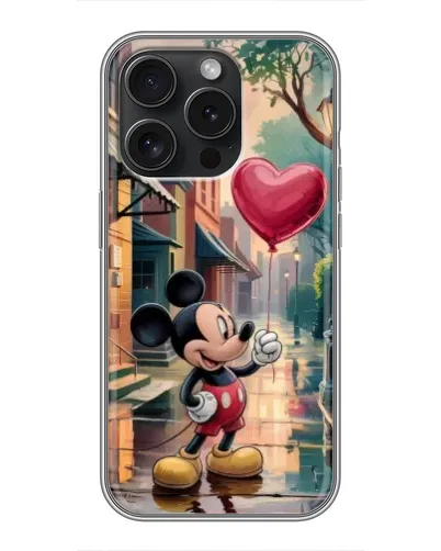 Чохол для iPhone 16 Pro з картинкою «Міккі та кулька-серце»