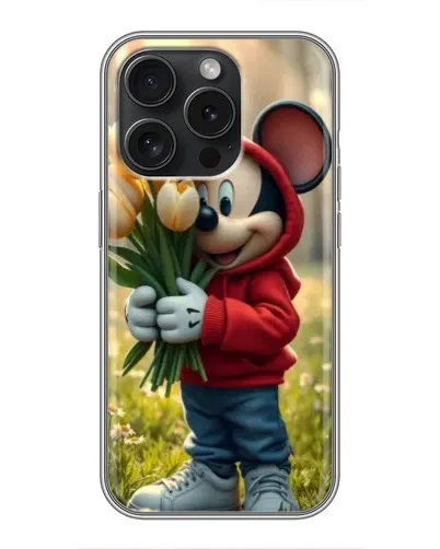 Чохол для iPhone 16 Pro з картинкою «Міккі з тюльпанами»