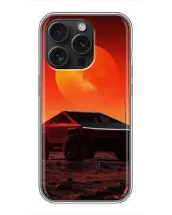 Чехол для iPhone 16 Pro с картинкой «Cybertruck на Марсе»