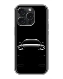 Чехол для iPhone 16 Pro с картинкой «Силуэт Tesla Night»