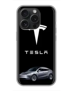 Чехол для iPhone 16 Pro с картинкой «Tesla Model Y»